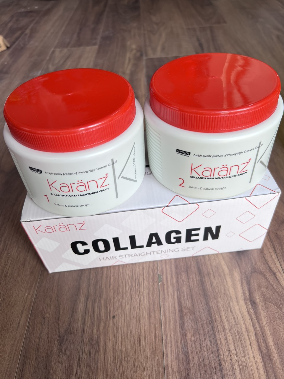 Kem ép duỗi thẳng tóc siêu bóng collagen Karanz 1000ml x2