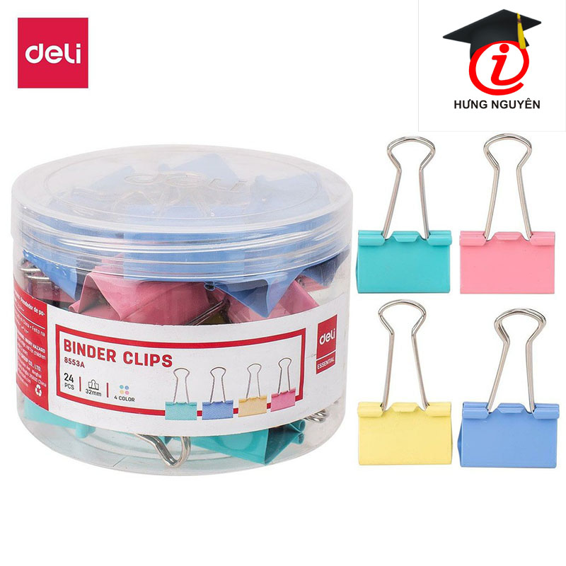 Kẹp bướm màu 32mm 8553A (Deli)