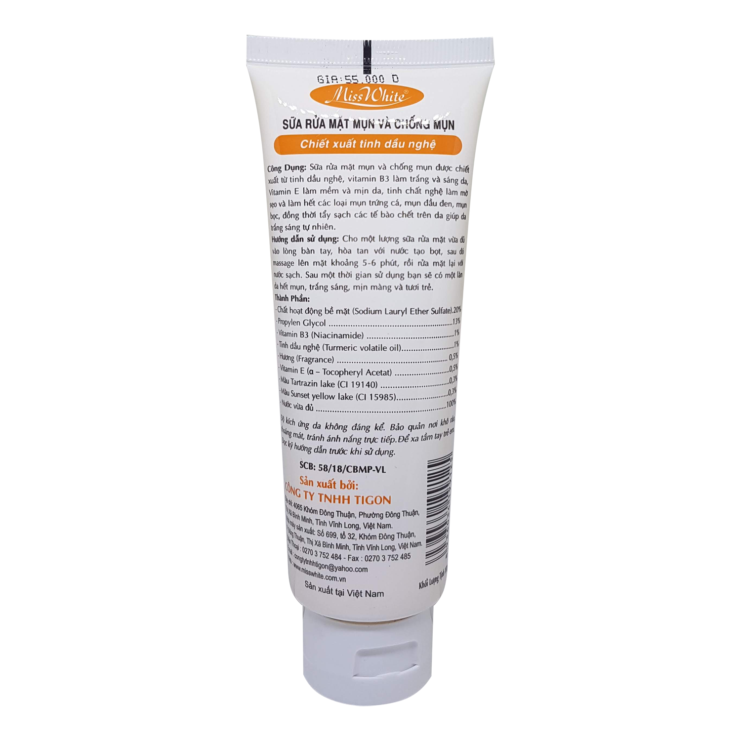 Sữa Rửa Mặt Mụn Và Chống Mụn Miss White 100g