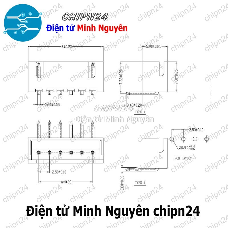 [10 cái] (F301) Header 2P XH2.54-2P Đực Cong - HH001703