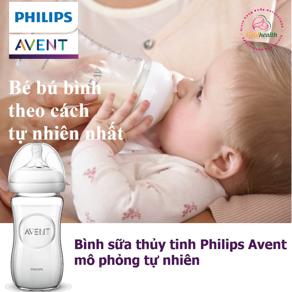[Nhập RS0722 giảm 30k cho đơn 99k]Bình sữa thuỷ tinh Philip Avent cho bé 8oz ( 240ml) Mỹ