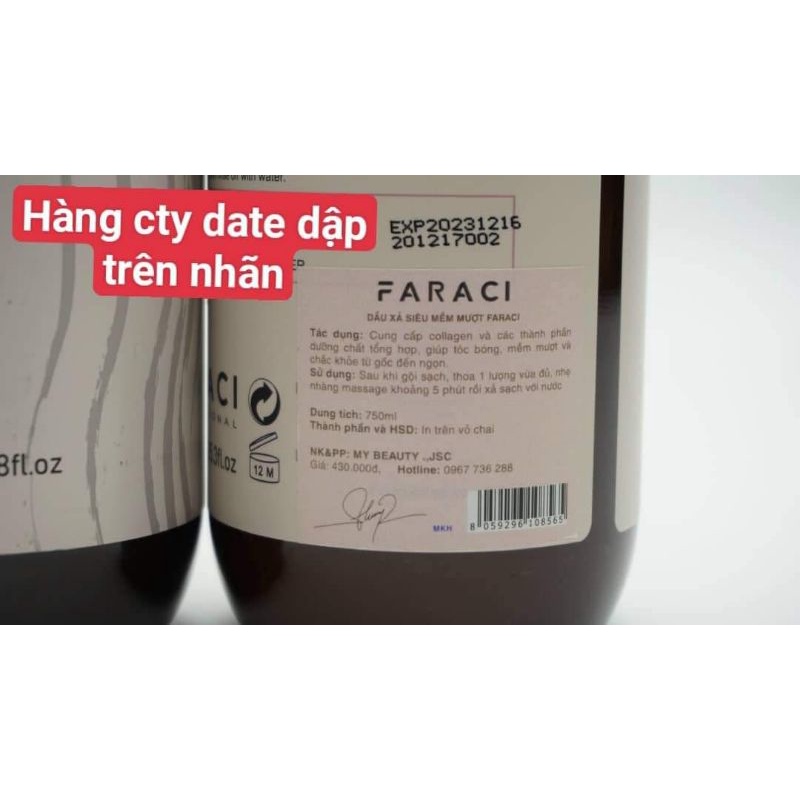 (Chính hãng công ty) Dầu Gội Xả Faraci Siêu Mềm Mượt 750ml