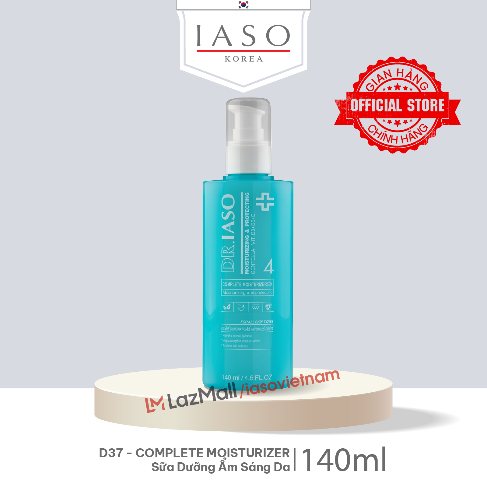 D37 Sữa dưỡng ẩm sáng da - Complete Moisturizer 140ml - Dr IASO