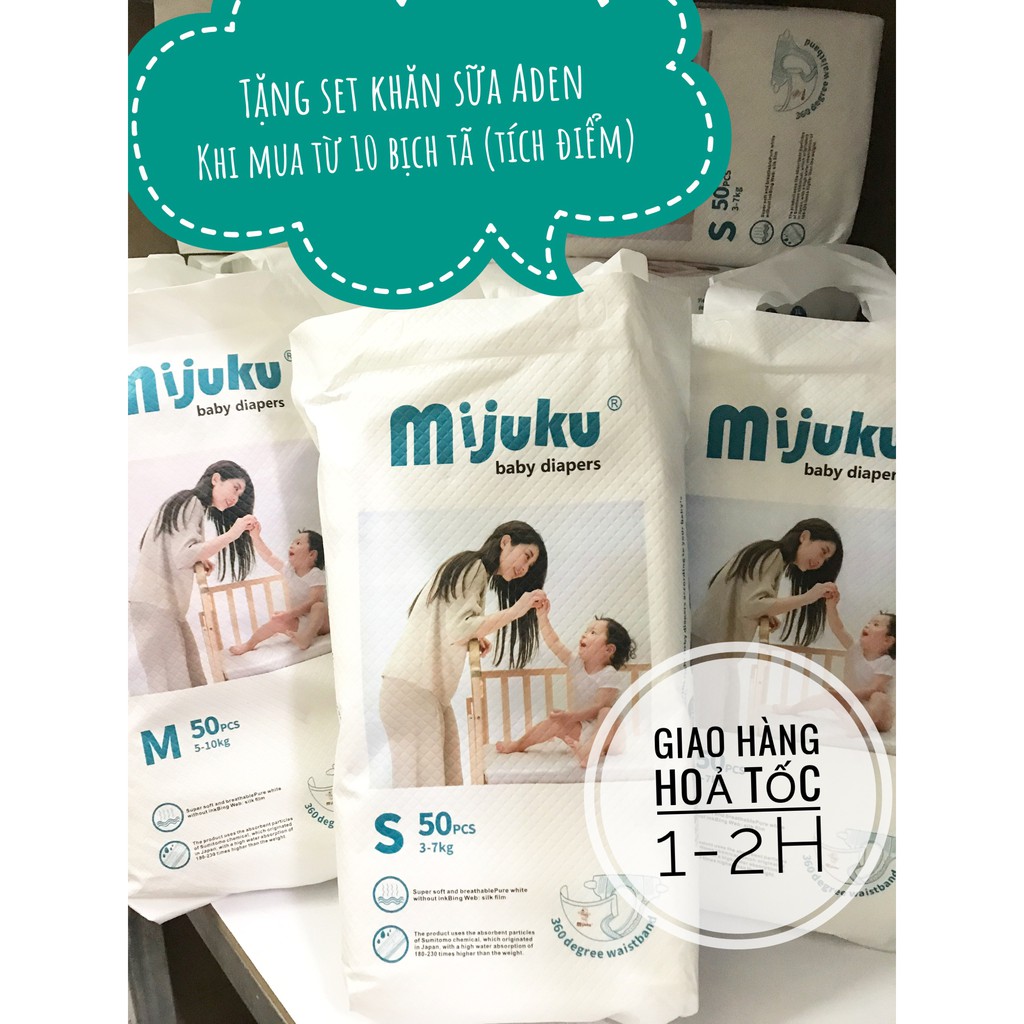 Tã dán cao cấp MIJUKU SIZE S,M,L BỊCH 50 MIẾNG