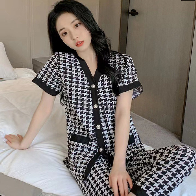 Bộ ngủ lụa mango quần dài áo cộc, Bộ ngủ lụa cao cấp, chất lụa mango mềm mại thoải mái BN026