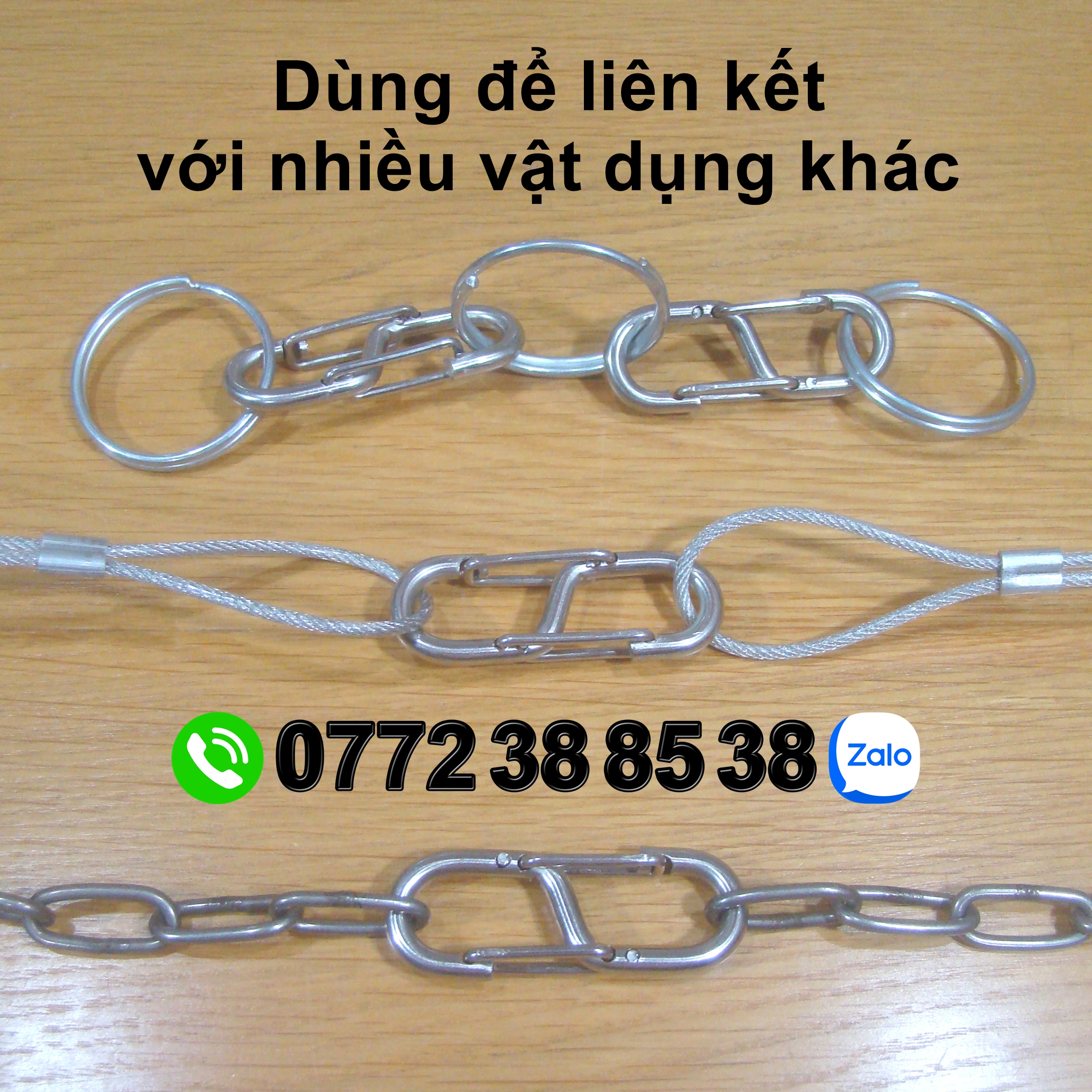 Móc khóa 2 đầu bằng inox (Móc khóa số 8, móc khóa chữ S)