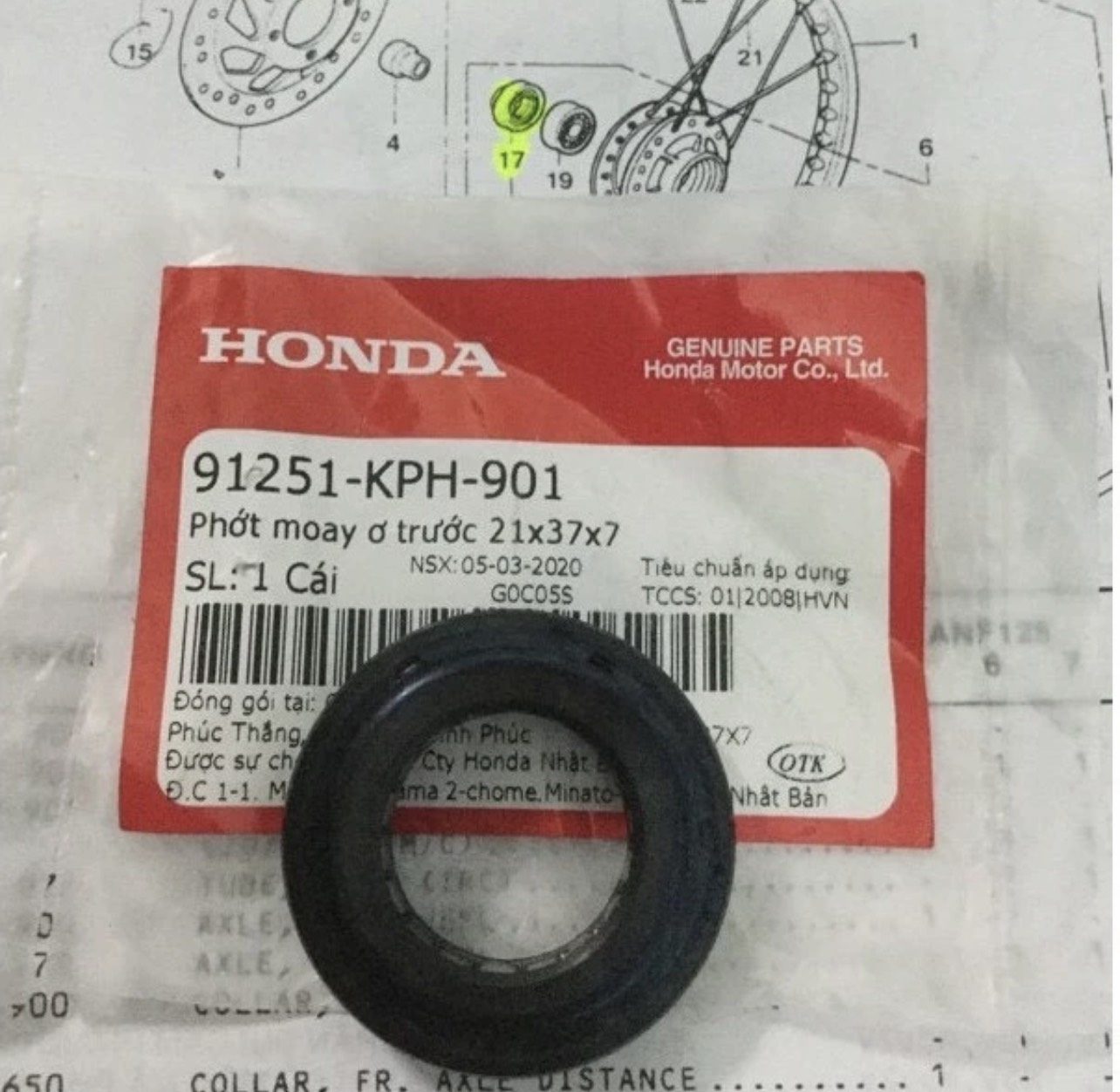 Phớt May Ơ Trước Honda (91251KPH901)