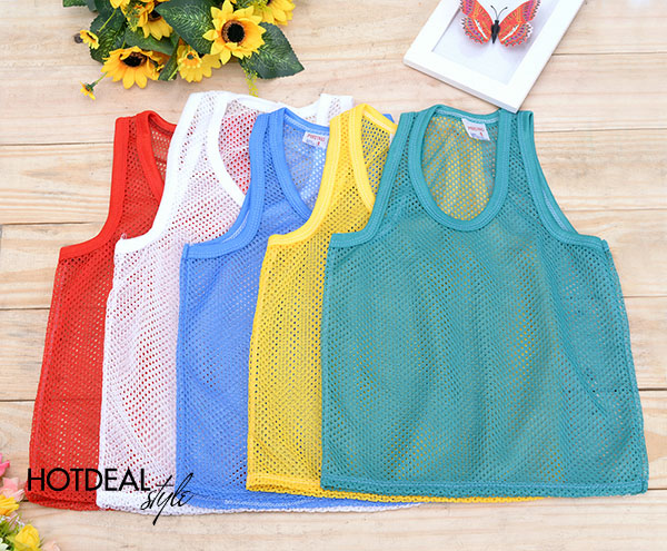 Set of 10 PCs 4-18kg colorful mesh tank tops for boys-children's fashion