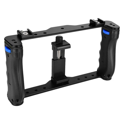 Dual Handle Grips Smartphone Stabilizer Handheld Portable Metal Phone Camera Cage Stabilizer Rig