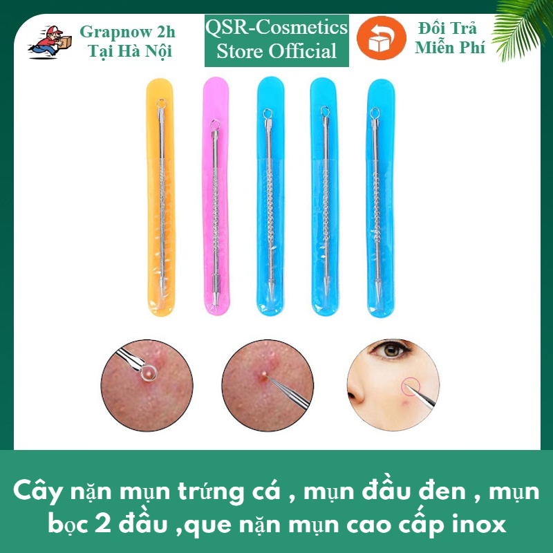 Cây Nặn Mụn 2 Đầu - Que Nặn Mụn Cao Cấp Inox