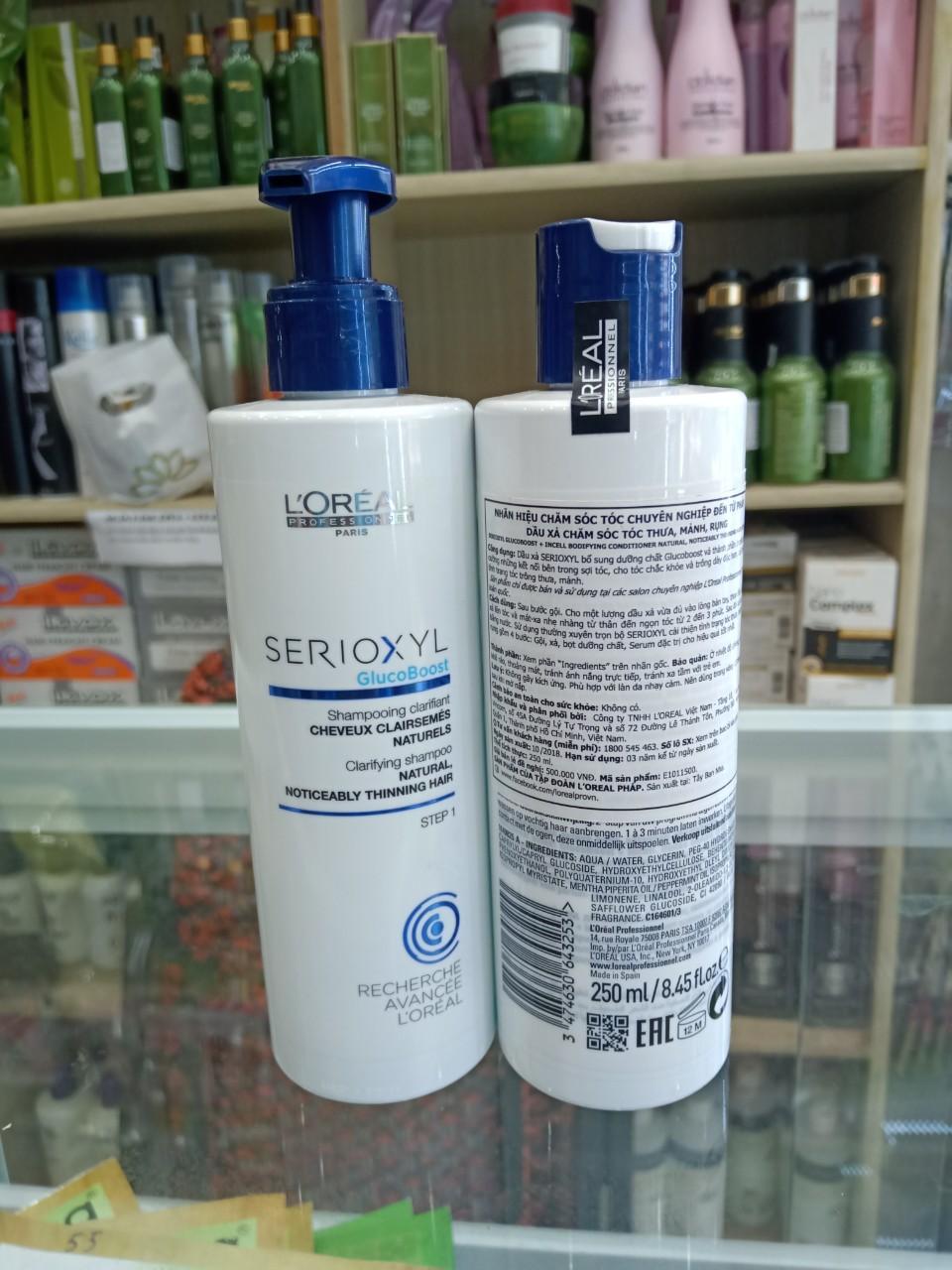 Dầu Gội L'Oréal Professionnel Làm Dày & Giúp Mọc Tóc 250ml Serioxyl GlucoBoost Clarifying Shampoo