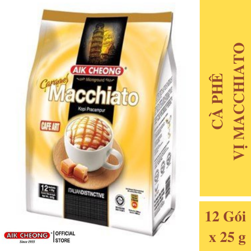 Chính hãng Caramel Macchiato Aikcheong 12 Gói x 25g- nhập khẩu từ Malaysia
