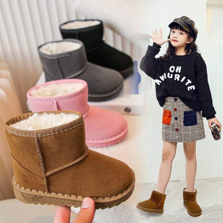 Giày bốt/ boot cho bé da lộn lót lông cổ cao siêu đẹp