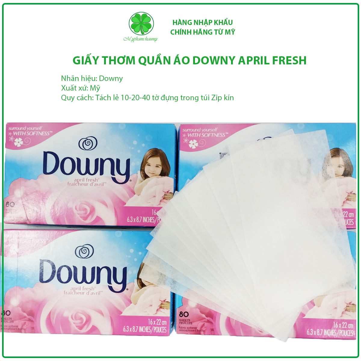 [Tách lẻ] Giấy thơm quần áo Downy April Fresh Mỹ