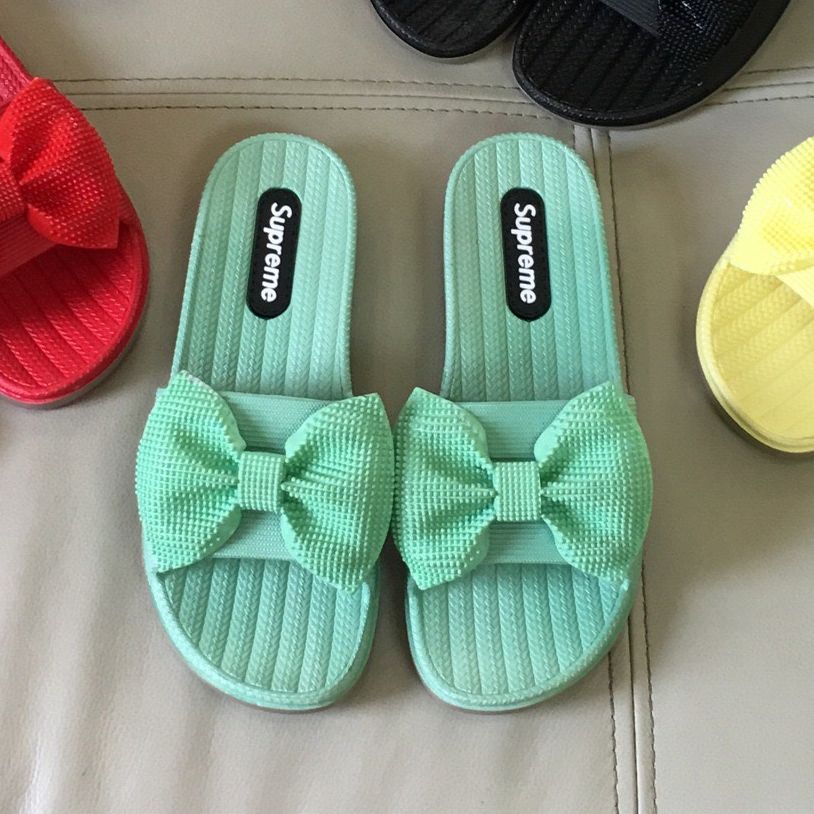 Dép Nữ Gân Đế Đúc Quai Ngang Nơ Đi Mưa iDép DL010