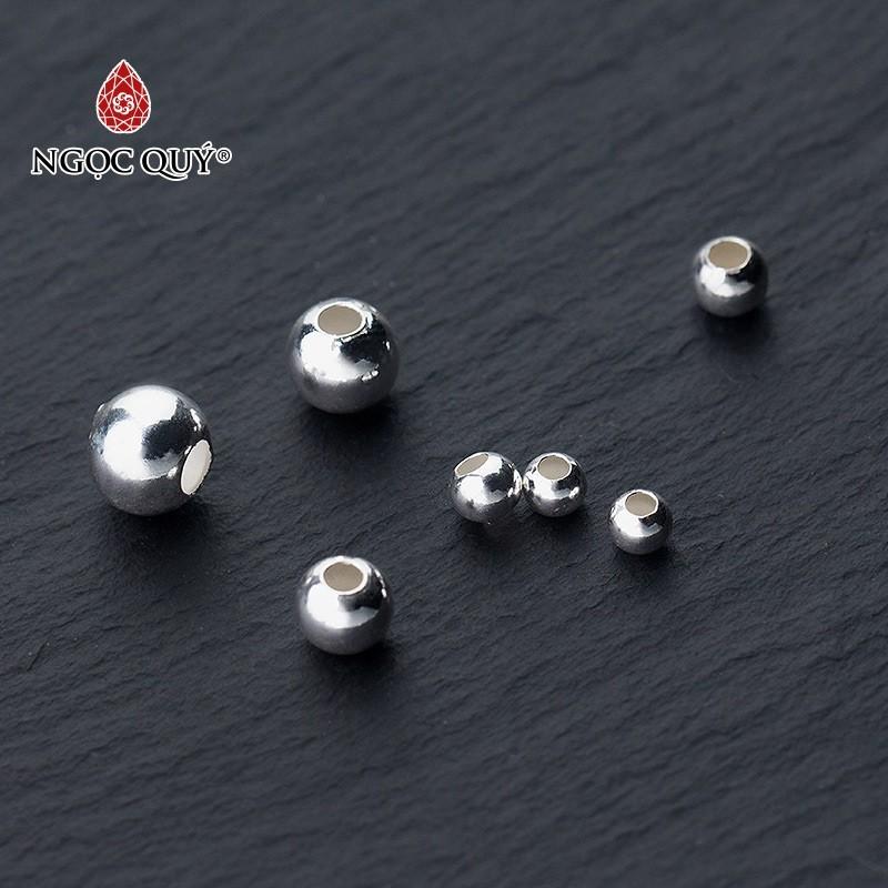 HCMCombo 5 bi bạc hạt tròn trơn _hạt cườm bạc - Ngọc Qúy Gemstones