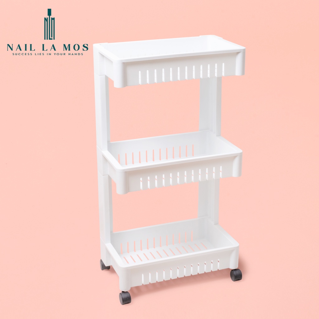Kệ nhựa 3 tầng đa năng TS 5333 - Kệ đựng đồ nail có bánh xe đẩy tiện dụng