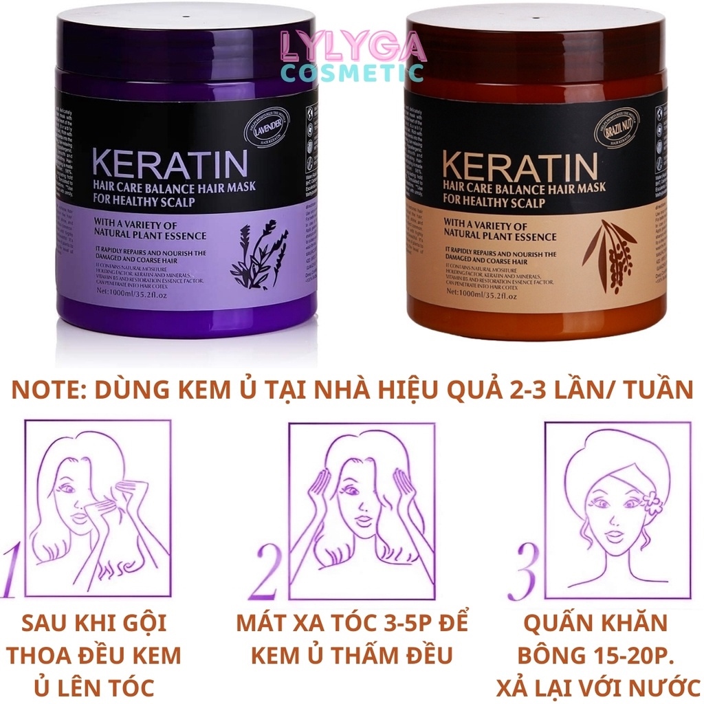 Kem ủ tóc keratin collagen 1000ml lavender brazil nut - ủ hấp tóc cung cấp dưỡng chất keratin tự nhiên ut08 111 - ceria cosmetics store