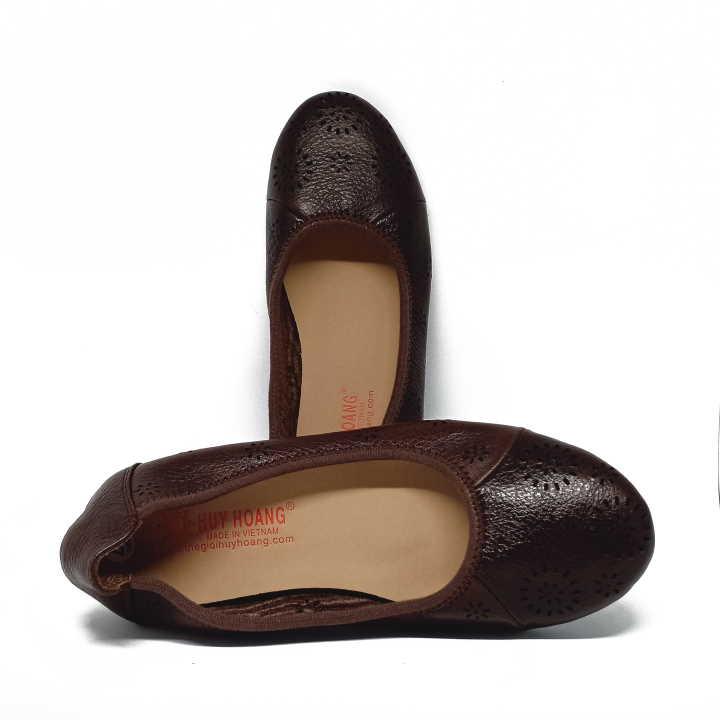 Women's cowhide pattern leather shoes black Brown hk7950-51-52