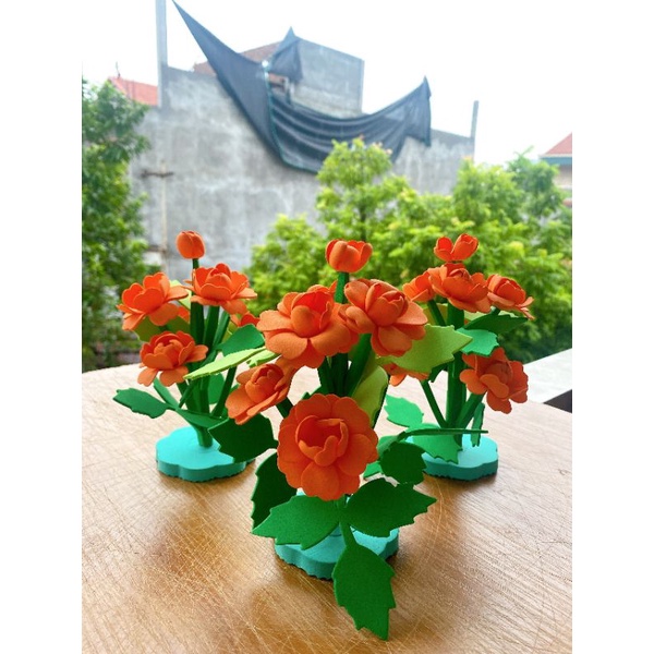 Hoa khóm đế lắp ghép- Đồ dùng mầm non bằng nỉ- Đồ chơi mở