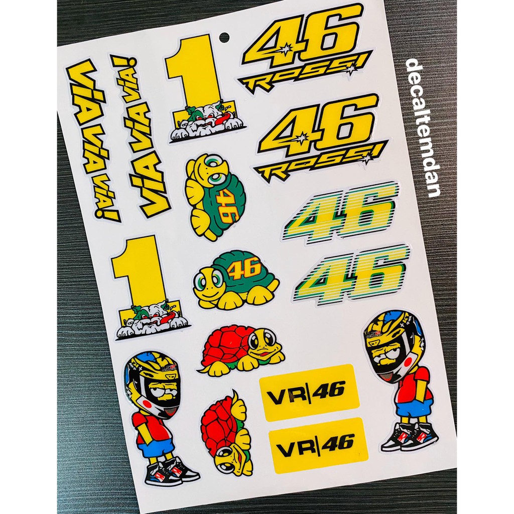 Ddxm - v12 - 80 - decal tem nổi hình con rùa 46 rossi via via via!