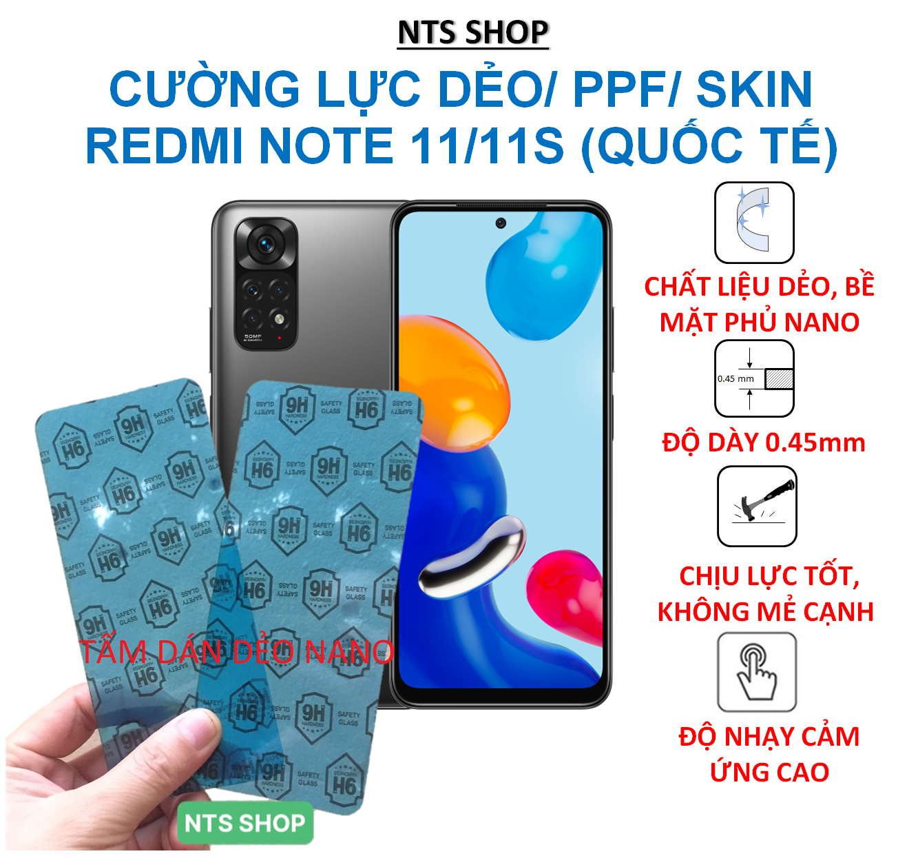 Dán cường lực dẻo bảo vệ màn hình Xiaomi redmi note 11/ 11s