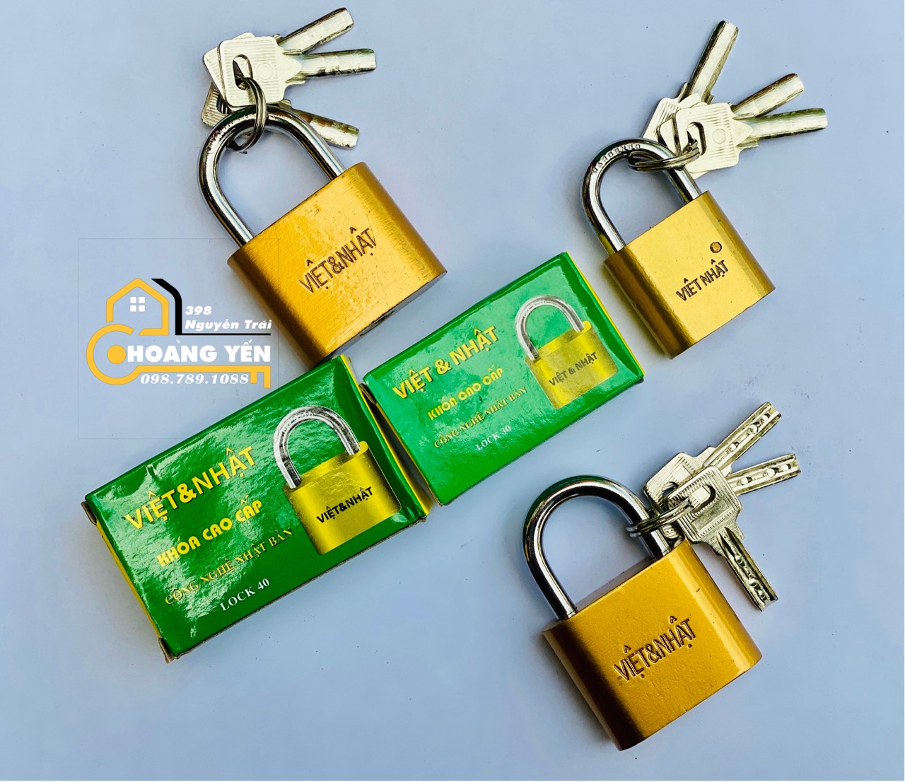 Khoá móc Việt Nhật, khoá tủ treo bấm các cỡ