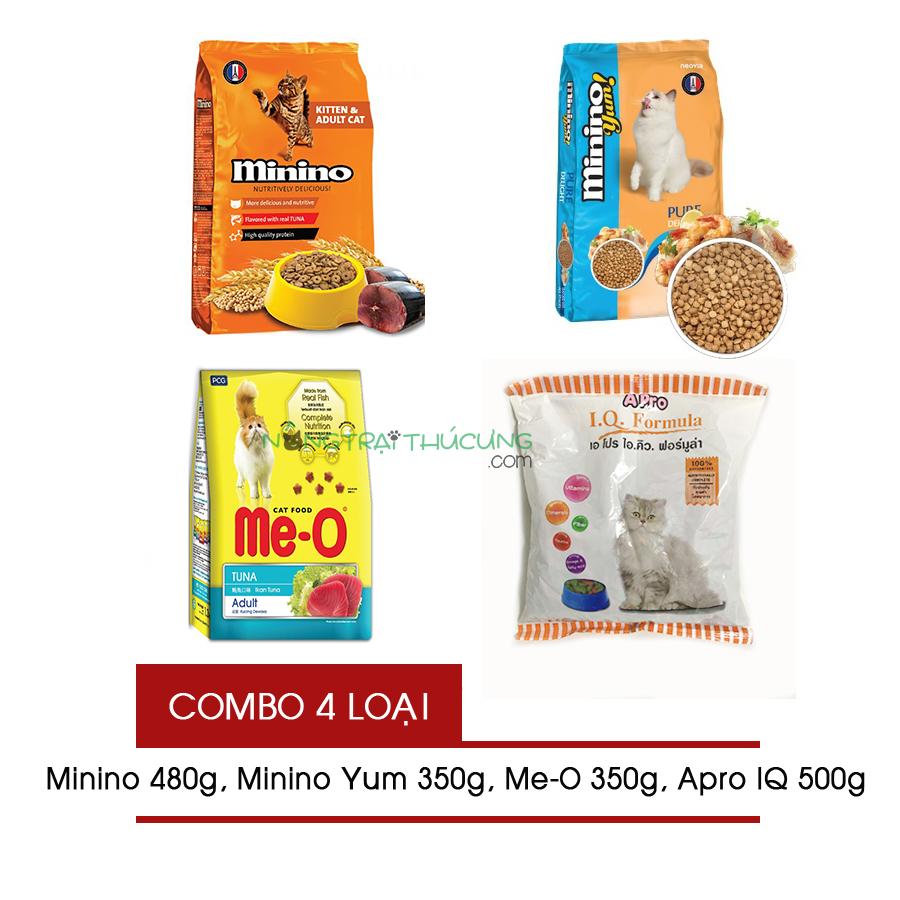 [COMBO 4 LOẠI] Thức ăn cho Mèo - Mix thức ăn Mèo không ngán - [Nông Trại Thú Cưng]