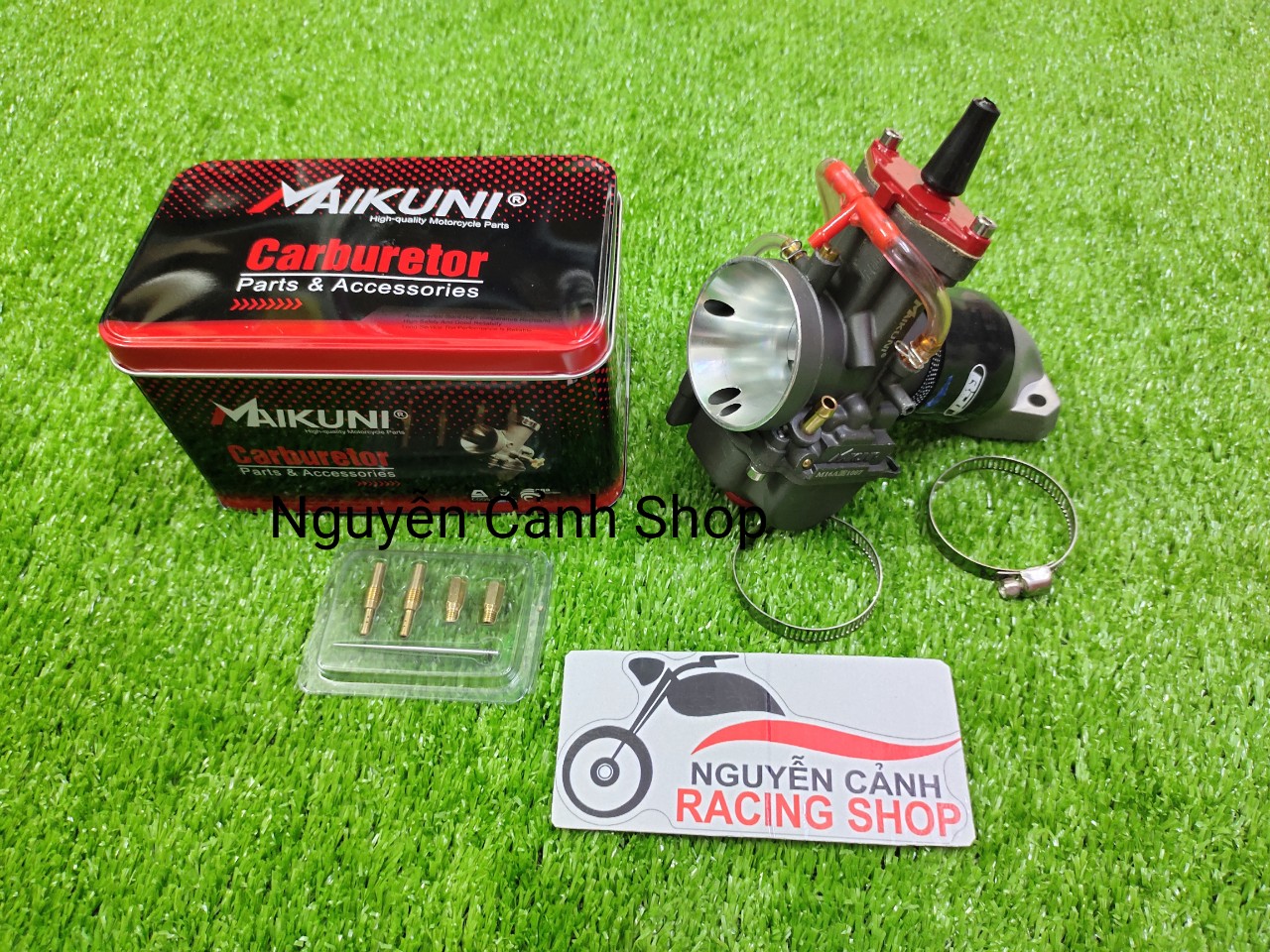 Bình xăng ga dẹp MAIKUNI có sẵn co xăng và ốc chỉnh gió-họng 28-30 đầy đủ