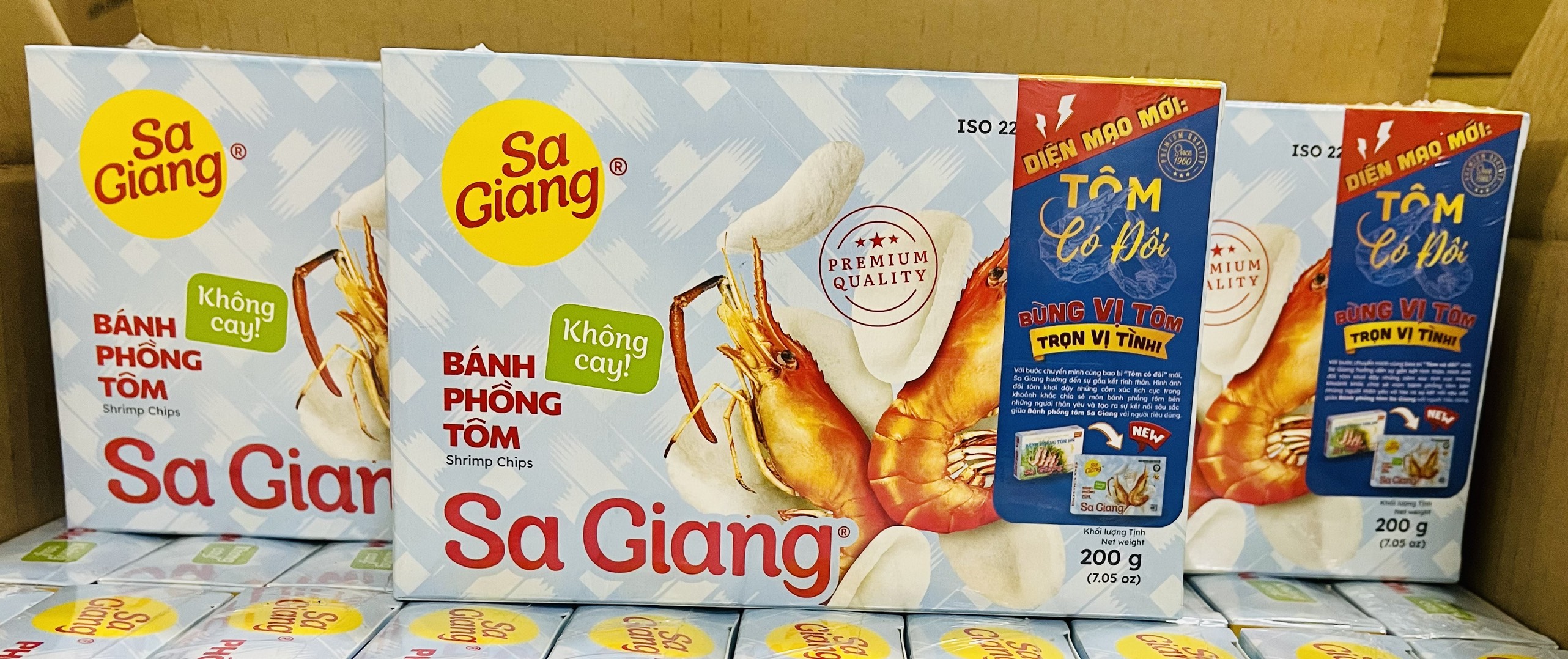 (MẪU MỚI) Bánh phồng 1 con tôm/5 con tôm Sa Giang hộp (200g)
