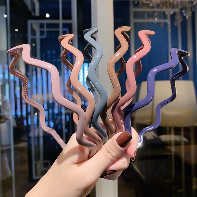 Bờm cài tóc kiểu sóng màu trơn KT 0.8cm