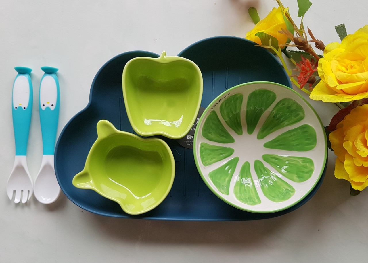 Bộ khay bát ăn dặm gốm sứ cho bé