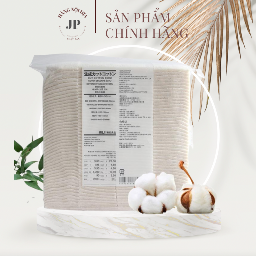 Bông tẩy trang Muji 180 miếng