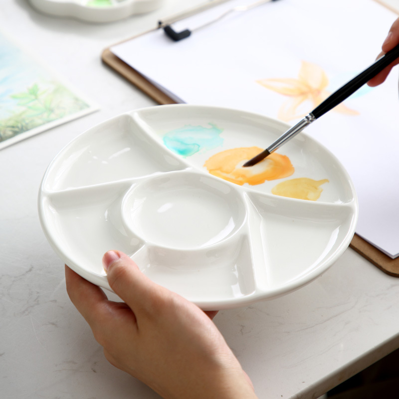 khay pha màu bằng sứ - palette sứ pha màu