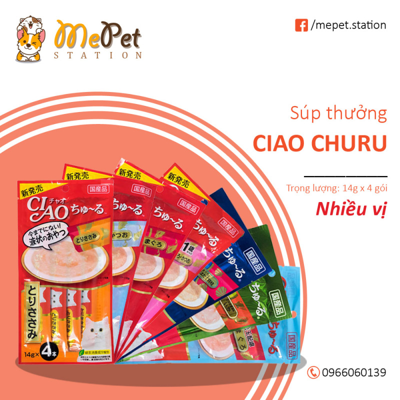 Súp Thưởng Ciao Cho Mèo | Nhiều vị | Gói 4 Tuýp | SOUP CIAO