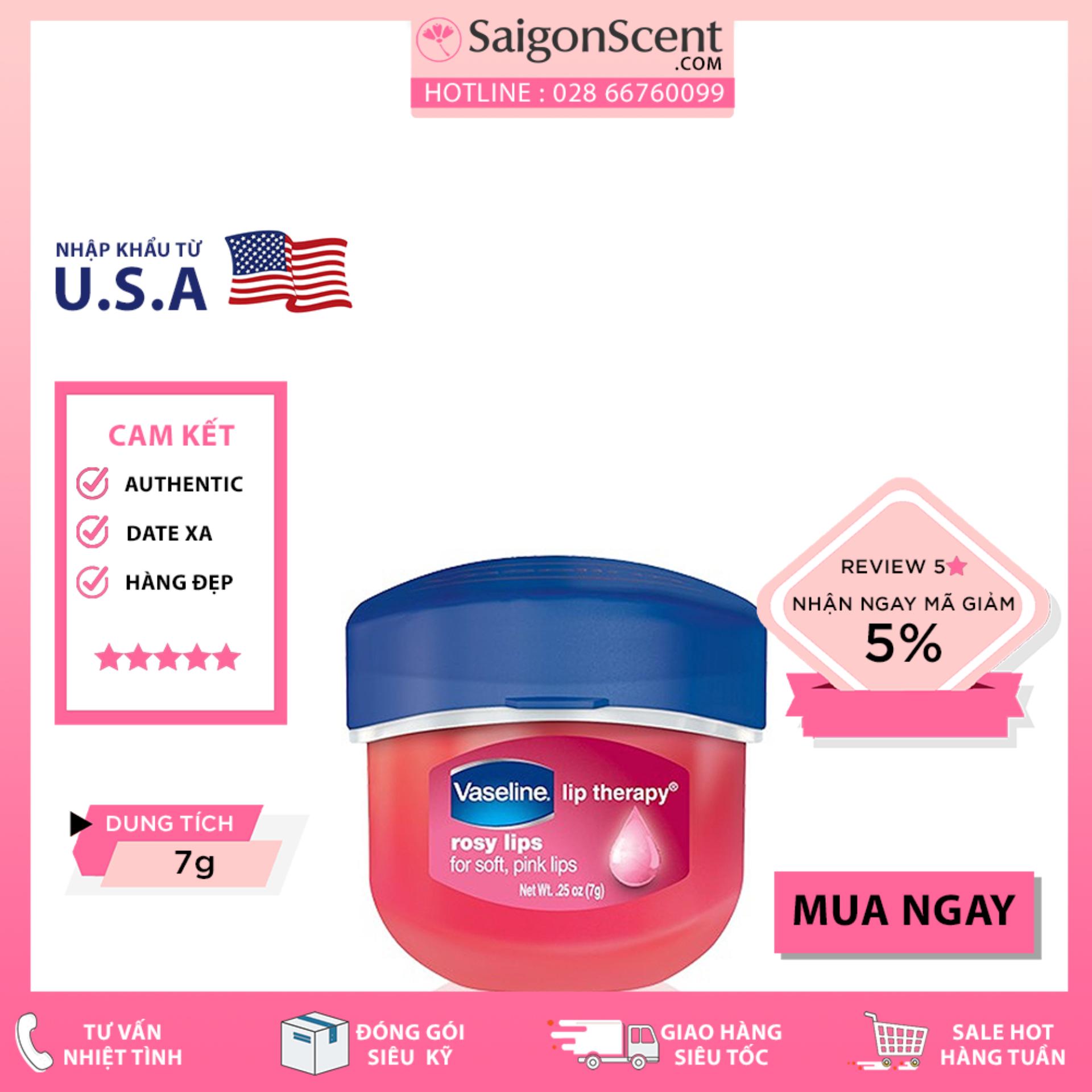 [HCM]Sáp Dưỡng Môi Hồng Xinh Vaseline Lip 7g ( cam kết chính hãng. MỸ) )