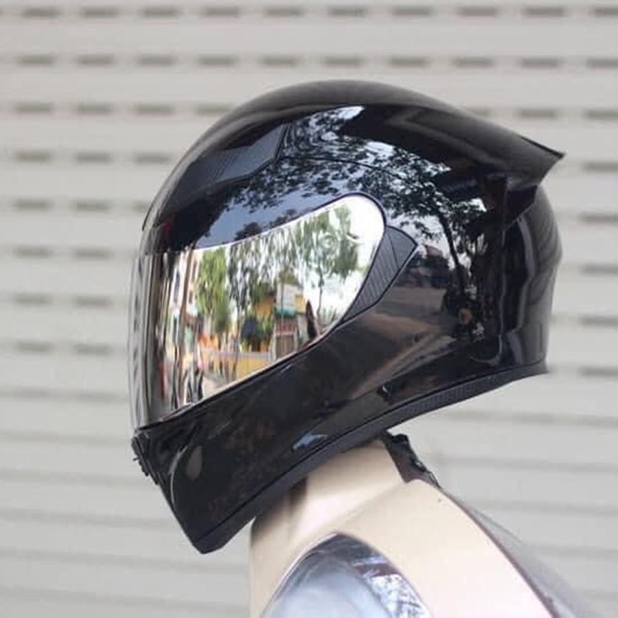Mũ Bảo Hiểm Royal m138b Đen Bóng Kính Màu Đen, Kính 7 màu, Kính Tráng Gương