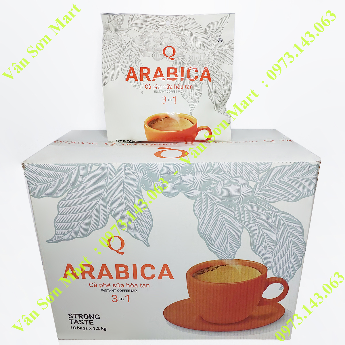 Cà phê sữa Arabica Trần Quang bịch lớn 1.2Kg (60 gói dài x 20g)