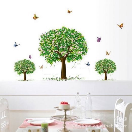 Decal dán tường decal trang trí Ba cây xanh PK159