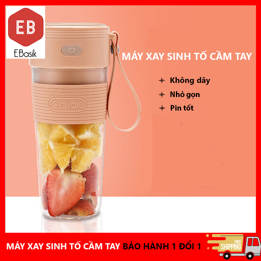Máy Xay Sinh Tố Cầm Tay Đa Năng Mini - Dung Tích 300ml, Lưỡi Dao Bằng Thép Không Gỉ, Chức Năng Sạc & Tích Điện, Cổng USB. Bảo Hành 1 Đổi 1 Bởi EBasik