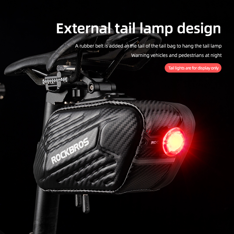 ROCKBROS Bicycle Rear Bag 1.5L Saddle Bag MTB Waterproof Reflective Bike Hard Shell Bag Cycling Portable Hang Light Saddle Seatpost Rear Bike Accessories