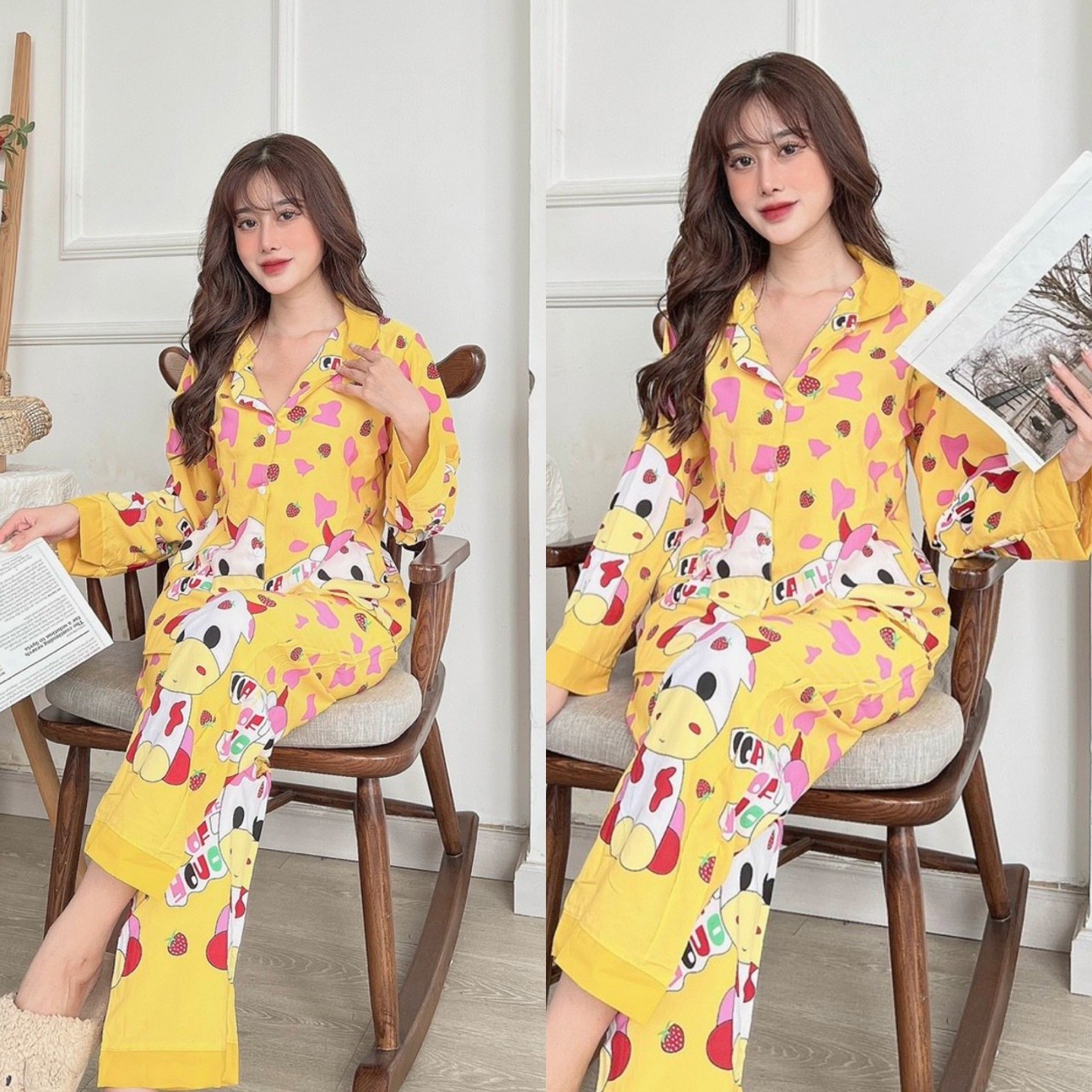 [GIÁ GỐC]Đồ Bộ Nữ - Đồ Bộ Mặc Nhà Siêu Xinh Vải Kate Lụa Mềm Mại, Thoáng Mát Size từ 43kg-57kg