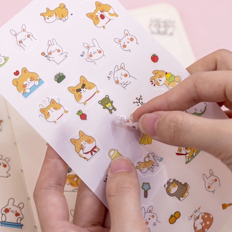 Set 6 tấm sticker chó Shiba
