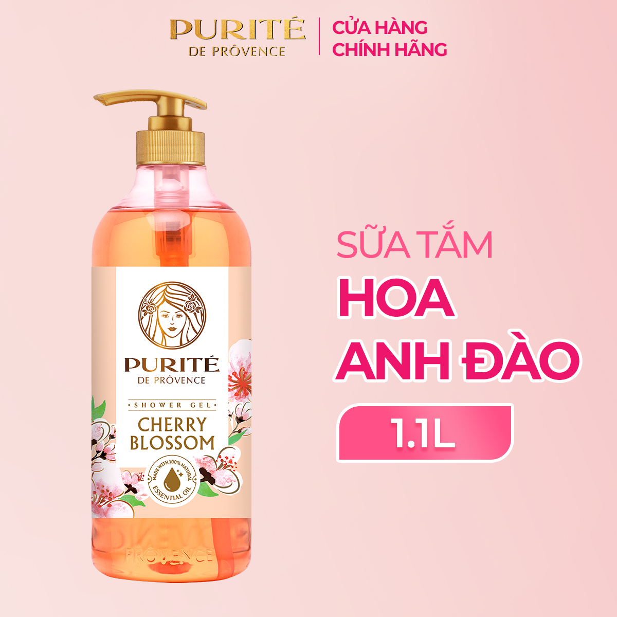 Sữa Tắm Thiên Nhiên PURITÉ Hương Hoa Anh Đào/Hoa Hồng/Hoa Oải Hương/Hoa Mẫu Đơn/Tinh Dầu Thơm 850ML/ 1.1L/ 1.4L