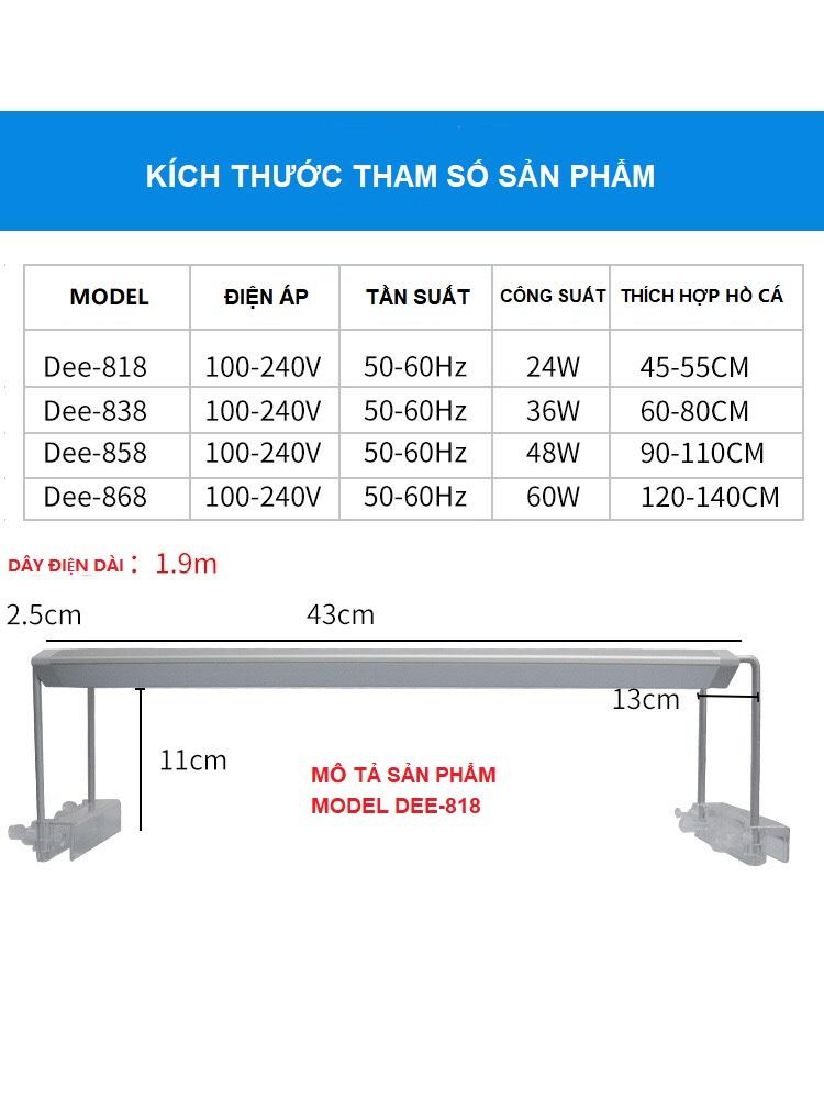 ĐÈN MÁNG RGB SMART LED HẸN GIỜ AQUABLUE DEE838 (60-80CM)