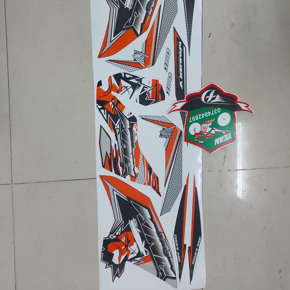 [HCM]Tem xe winnerX  mậu tem rời king drag dán xe cam đen