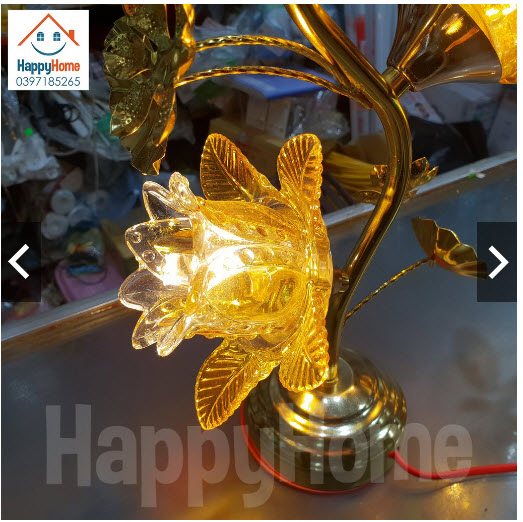 ĐÈN THỜ HOA SEN THUỶ TINH 40cm -50cm ( 1 Đôi)