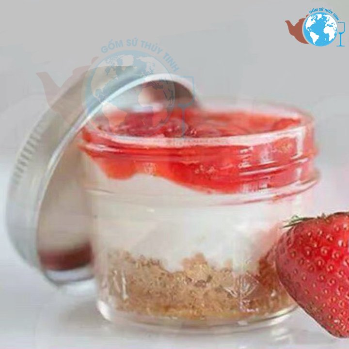 Hũ thủy tinh làm bánh plan, hũ thủy tinh 100ml nắp thiếc đựng sữa chua, hũ đựng mứt, hũ đựng gia vị
