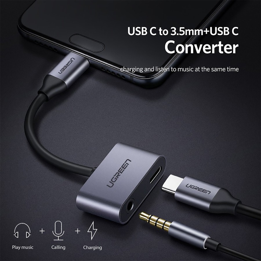 UGREEN 50596 - Cáp USB Type C ra Audio 3.5mm và USB-C cao cấp - HapuStore
