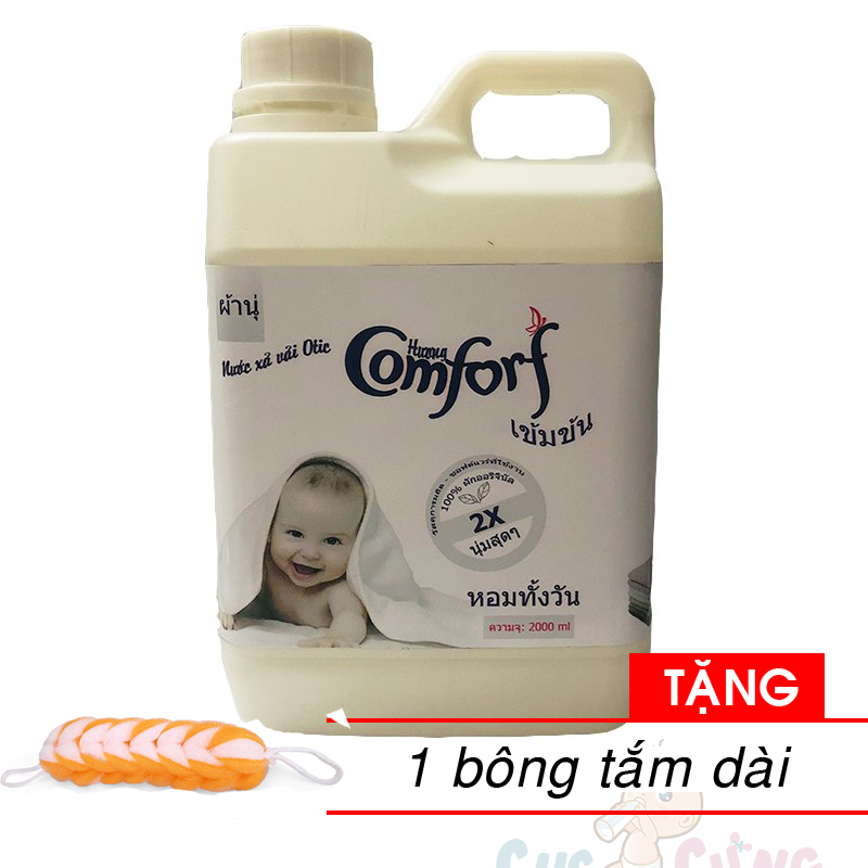 Nước xả vải Comfort Thái Lan dịu nhẹ cho da nhạy cảm em bé 2 lít Tặng 1 bông tắm màu ngẫu nhiên
